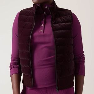 ATHLETA Downtown Down Puffer Velvet Vest NWOT